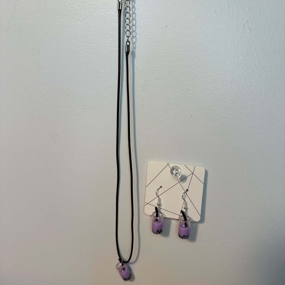 Elegant Handcrafted Purple Boba Jewelry Set